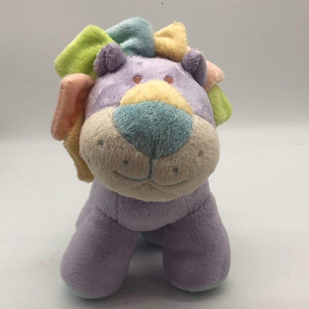 Babies R Us Lovey Security Plush Lion Purple Blue Musical Swirl Yellow Green